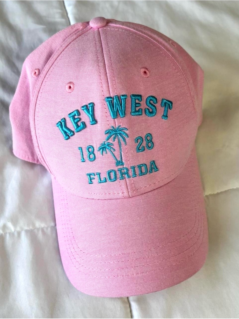 Pink Key West Florida Embroidered Baseball Cap